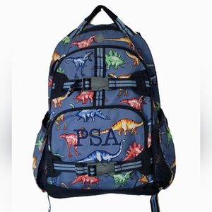 Pottery Barn Kids Blue Dinos Large Mackenzie Backpack Monogram PSA